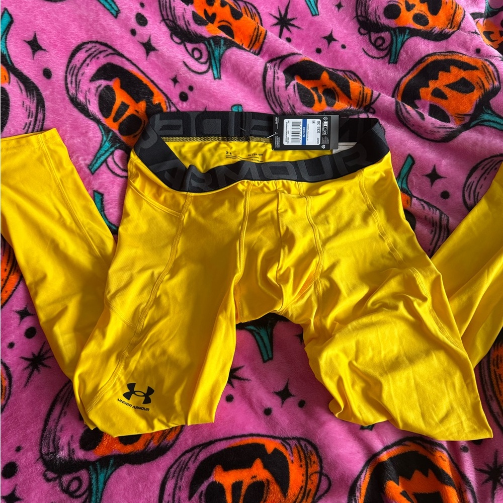 Men’s Under Armour HeatGear Yellow Leggings XL